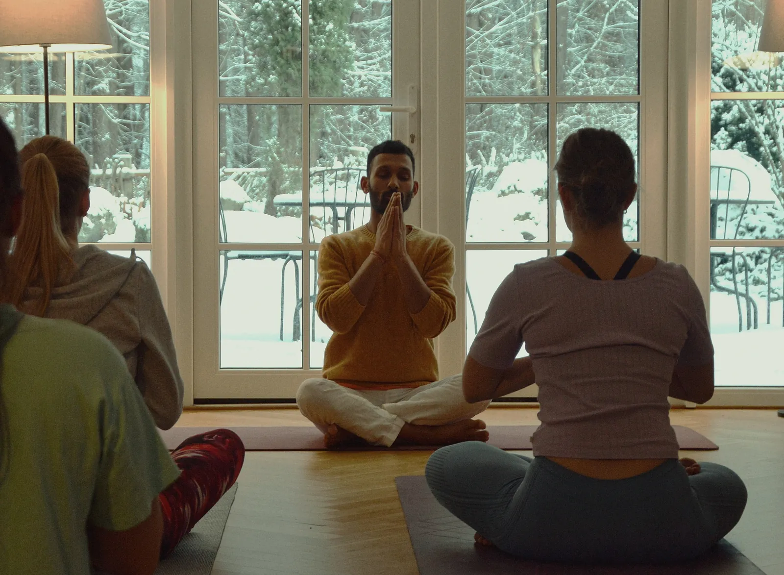 Group meditation during a retreat
